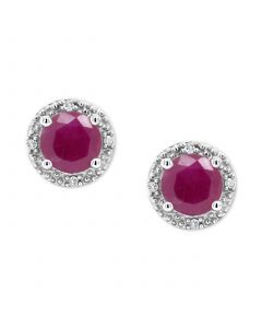 Ruby (1-1/5 ct. t.w.) & Diamond Accent Stud Earrings in Sterling Silver