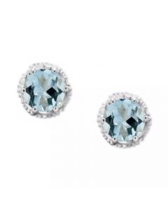 Aquamarine Stud Earrings (3/4 ct. t.w.) in Sterling Silver (Also in Opal)