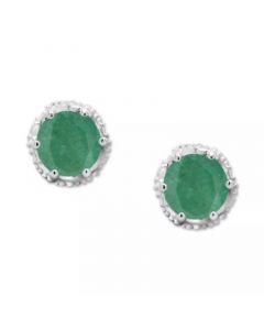 Sapphire Beaded Frame Stud Earrings (1-1/5 ct. t.w.) in Sterling Silver (Also in Emerald & Ruby)