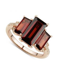 Garnet (7-1/10 ct. t.w.) & Diamond (1/8 ct. t.w.) Statement Ring in 18k Rose Gold-Plated Sterling Silver