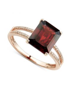 Garnet (3-3/4 ct. t.w.) & Diamond (1/10 ct. t.w.) Ring in 14k Rose Gold