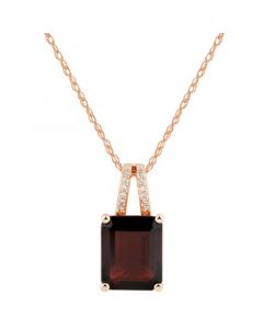 Garnet (3-3/4 ct. t.w.) & Diamond Accent 18" Pendant Necklace in 14k Rose Gold