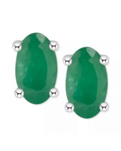 Ruby Oval-Cut Stud Earrings in 14k White Gold (Also in Emerald)