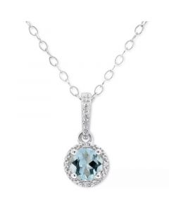 Aquamarine Solitaire 18" Pendant Necklace (3/8 ct. t.w.) in Sterling Silver