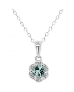 Aquamarine Solitaire 18" Scalloped-Edge Pendant Necklace (3/8 ct. t.w.) in Sterling Silver (Also in Opal)