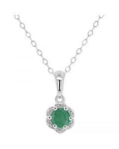 Sapphire Solitaire Scalloped Edge 18" Pendant Necklace (5/8 ct. t.w.) in Sterling Silver (Also in Emerald & Ruby)