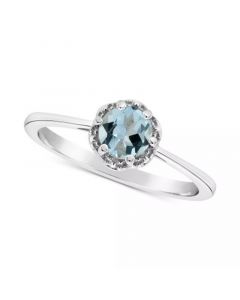 Opal Six Prong Solitaire Ring (1/3 ct. t.w.) in Sterling Silver (Also in Aquamarine)