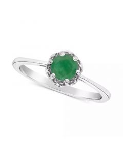 Emerald Six Prong Solitaire Ring (5/8 ct. t.w.) in Sterling Silver (Also in Ruby & Sapphire)