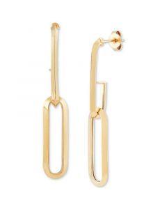 Polished Link Drop Earrings in 10k Gold