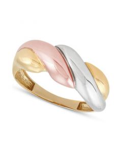 Polished Twist Ring in 10k Tricolor Gold