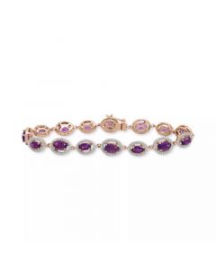 Amethyst (5 ct. t.w.) & Diamond (1/10 ct. t.w.) Halo Link Bracelet in 14k Rose Gold-Plated Sterling Silver (Also in Citrine & Rhodolite Garnet)