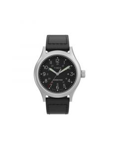 Men's Expedition Sierra Black Leather Strap Watch 41 mm