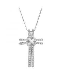 Diamond Cross 18" Pendant Necklace (1/4 ct. t.w.) in 10k White Gold