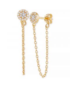 Cubic Zirconia Cluster Chain Drop Earrings in 14k Gold-Plated Sterling Silver, Created for Macy's (Also in Sterling Silver)