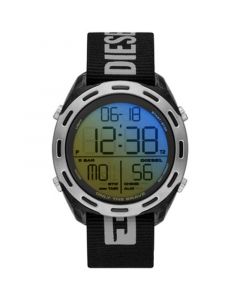 Men's Digital Crusher Black Nylon Strap Watch 46mm