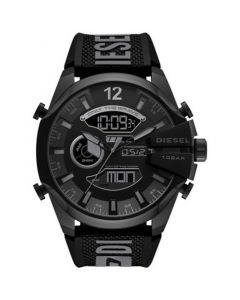 Men's Analog Digital Mega Chief Black Silicone Strap Watch 51mm