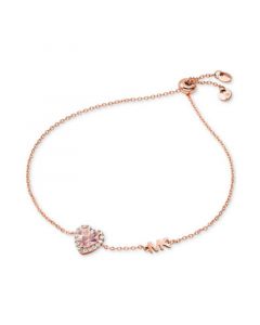 14k Rose Gold-Plated Sterling Silver Crystal Heart Halo Slider Bracelet