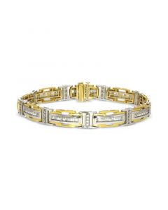 Men's Diamond Baguette & Round Link Bracelet (2-1/2 ct. t.w.) in 10k Two-Tone Gold