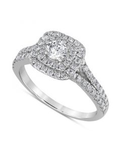 Diamond Double Halo Engagement Ring (1 ct. t.w.) in 14k White Gold