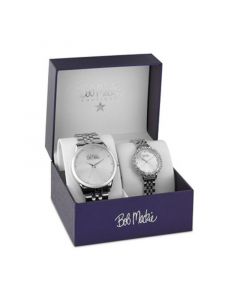 Men's and Women's Silver-tone Base Metal Bracelet 2 Piece Watch Set 45mm and 36mm