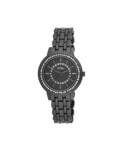 Unisex Crystal Dial Scallop Bezel Black Base Metal Bracelet Watch 36mm