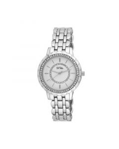 Unisex Crystal Dial Scallop Bezel Silver-tone Base Metal Bracelet Watch 36mm