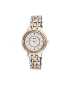 Unisex Crystal Dial Scallop Bezel Two Tone Base Metal Bracelet Watch 36mm