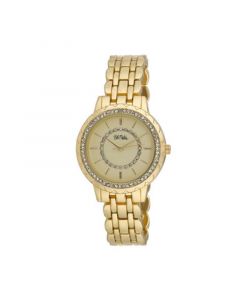 Unisex Crystal Dial Scallop Bezel Gold-tone Base Metal Bracelet Watch 36mm