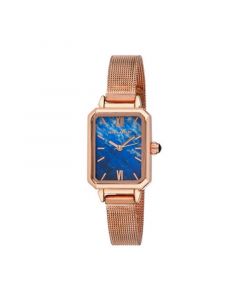 Women's Lapis Dial Rose Gold-tone Mesh Alloy Band Watch 22mm