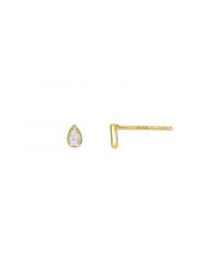 Pear Bezel 14K Gold Diamond Stud Earrings