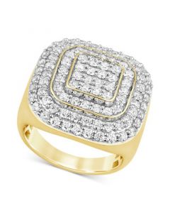 Men's Diamond Square Halo Cluster Ring (3 ct. t.w.) in 10k Gold