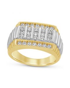 Men's Diamond Multirow Ribbed Finish Ring (1 ct. t.w.) in 10k Two-Tone Gold