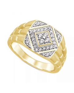 Men's Diamond Cluster Brick Pattern Ring (1/2 ct. t.w.) in 10k Gold