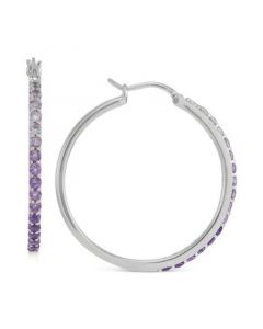 Amethyst Ombré Medium Hoop Earrings (1-1/3 ct. t.w.) in Sterling Silver