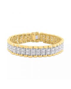 Men's Diamond Link Bracelet (1 ct. t.w.) in Sterling Silver & 14k Gold-Plate