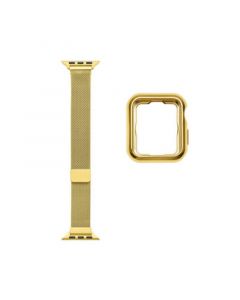 Infinity 2-Piece Skinny Gold-tone Stainless Steel Alloy Loop Band and Bumper Set for Apple Watch, 38mm-40mm