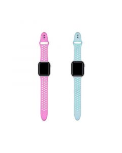 Breathable Sport 2-Pack Mint and Pink Silicone Bands for Apple Watch, 38mm-40mm