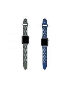 Breathable Sport 2-Pack Olive Green and Midnight Silicone Bands for Apple Watch, 38mm-40mm