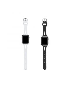 Alex 2-Pack White and Black Silicone Bands for Apple Watch, 42mm-44mm