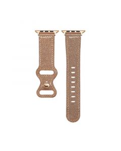 Callie Rose Gold Plated Glitter Genuine Leather Band for Apple Watch, 42mm-44mm