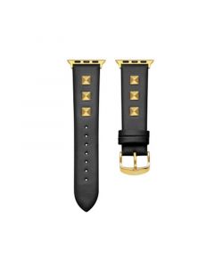 Rebel Black Genuine Leather and Stud Band for Apple Watch, 38mm-40mm