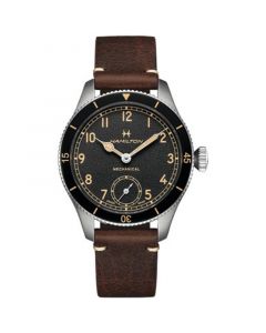 Men's Khaki Aviation Pioneer Brown Leather Strap Watch 43mm