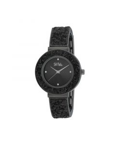 Unisex Stretch Sequin Expansion Black Base Metal Bracelet Watch 35mm