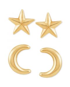 2-Pc. Set Moon & Star Stud Earrings in 10k Gold