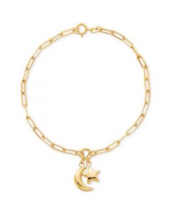 Moon & Star Charm Bracelet in 10k Gold