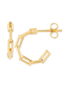 Paperclip Link Small Hoop Earrings in 10k Gold (15mm)