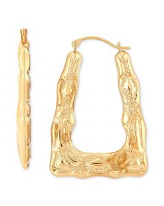 Textured Handbag-Shape Hoop Earrings in 10k Gold