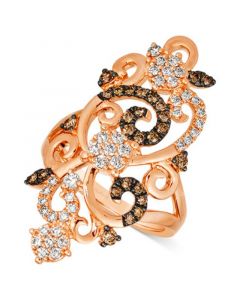 Nude Diamond (1/2 ct. t.w.) & Chocolate Diamond (3/8 ct. t.w.) Swirled Statement Ring in 14k Rose Gold