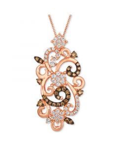 Nude Diamond (1/2 ct. t.w.) & Chocolate Diamond (3/8 ct. t.w.) Swirled Pendant Necklace in 14k Rose Gold, 18" + 2" extender