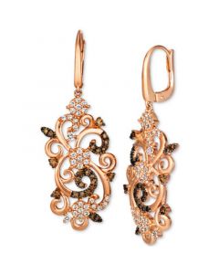 Nude Diamond (3/4 ct. t.w.) & Chocolate Diamond (1/2 ct. t.w.) Swirled Drop Earrings in 14k Rose Gold